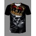 Street O Neck Print Black T-shirt