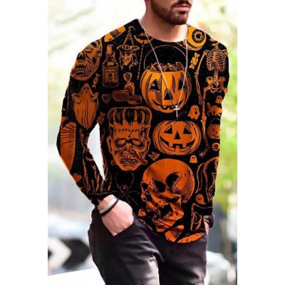 Halloween Pumpkin Zombie Graphic T-Shirt